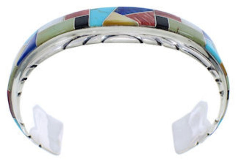Genuine Sterling Silver Multicolor Southwest Cuff Bracelet FX27553