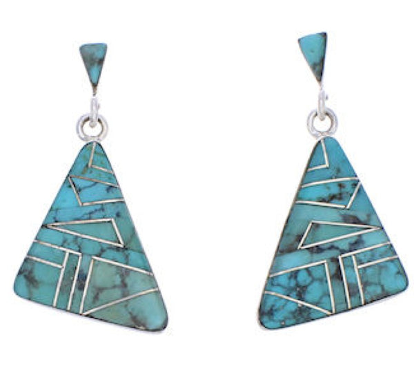 Southwestern Turquoise Silver Jewelry Post Dangle Earrings JX24051