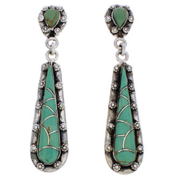 Southwestern Jewelry Turquoise Inlay Post Dangle Earrings JX24161