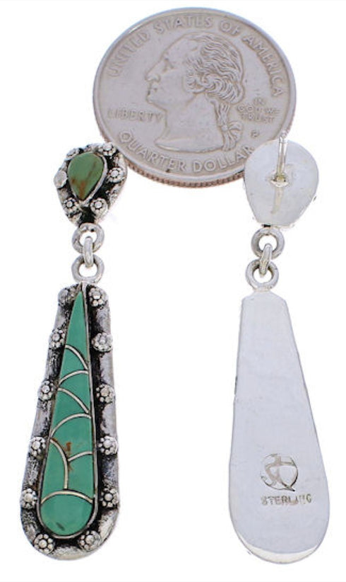 Southwestern Jewelry Turquoise Inlay Post Dangle Earrings JX24161