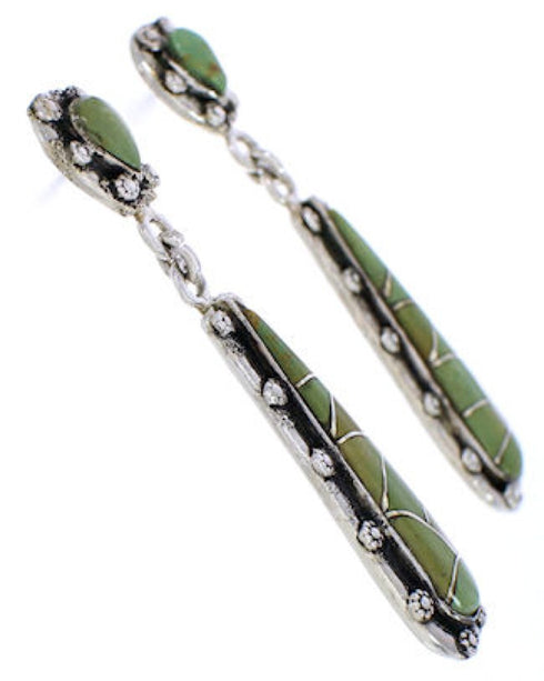 Southwestern Jewelry Silver Turquoise Post Dangle Earrings JX24165