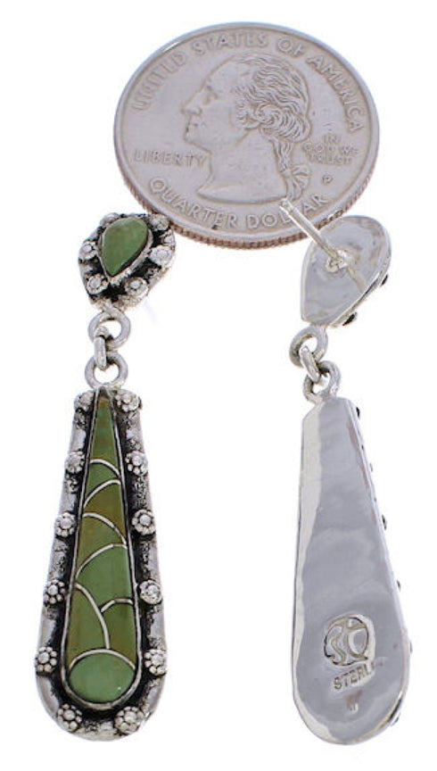 Southwestern Jewelry Silver Turquoise Post Dangle Earrings JX24165