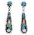 Genuine Sterling Silver Multicolor Inlay Post Dangle Earrings JX24167