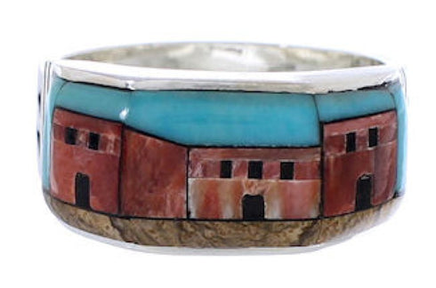 Native American Village Design Multicolor Ring Size 11-3/4 PX42239