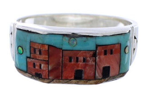 Silver Native American Design Multicolor Ring Size 12-3/4 PX42249