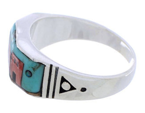 Silver Native American Design Multicolor Ring Size 12-3/4 PX42249