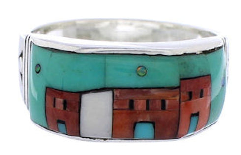 Native American Village Design Multicolor Ring Size 9-3/4 PX42260