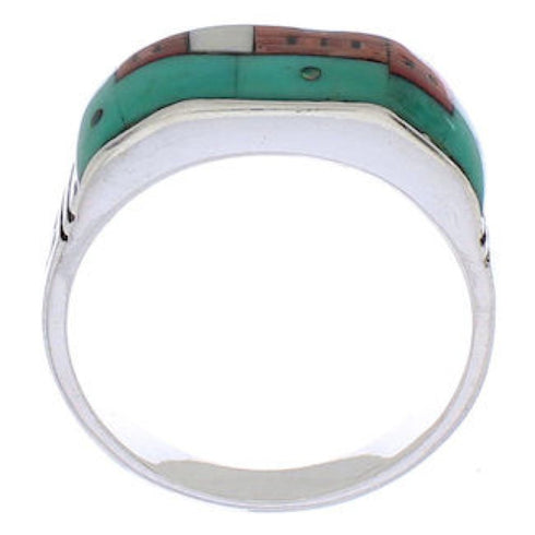 Silver Pueblo Design Multicolor Ring Size 10-3/4 PX42265