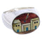 Silver Jewlery Multicolor Pueblo Design Ring Size 9-3/4 PX42410