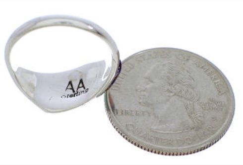 Genuine Sterling Silver Multicolor Inlay Ring Size 7 EX50442