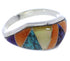 Sterling Silver Turquoise Multicolor Ring Size 7-3/4 EX50451