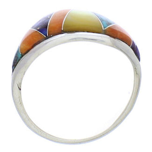 Sterling Silver Turquoise Multicolor Ring Size 7-3/4 EX50451