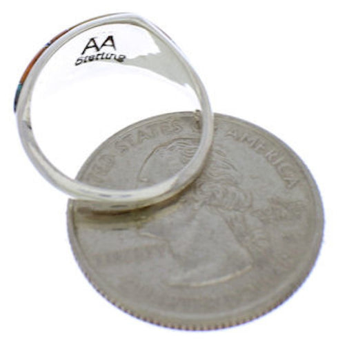 Genuine Sterling Silver And Multicolor Ring Size 6-3/4 EX50452