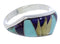 Southwest Sterling Silver Multicolor Inlay Ring Size 8 EX50469