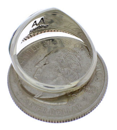 Southwest Sterling Silver Multicolor Inlay Ring Size 8 EX50469