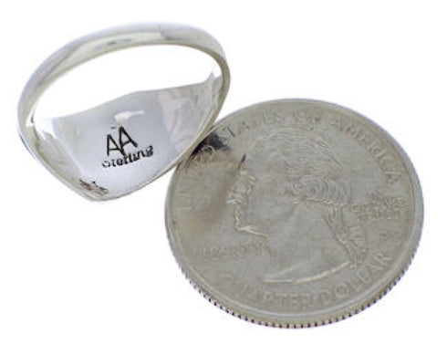 Genuine Sterling Silver Multicolor Inlay Ring Size 6-3/4 EX50480