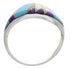 Genuine Sterling Silver And Multicolor Inlay Ring Size 7 EX50495