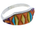 Southwest Multicolor Inlay Sterling Silver Ring Size 6-3/4 EX50509