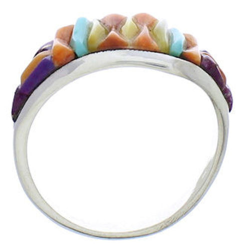 Southwest Multicolor And Sterling Silver Ring Size 5-3/4 EX50523