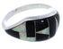Genuine Sterling Silver Black Jade And Opal Ring Size 6 EX50534