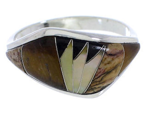 Tiger Eye Multicolor Inlay Sterling Silver Ring Size 6 EX50552