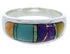 Genuine Sterling Silver Multicolor Inlay Ring Size 8-1/4 EX50583