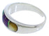 Genuine Sterling Silver Multicolor Inlay Ring Size 8-1/4 EX50583