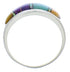 Genuine Sterling Silver Multicolor Inlay Ring Size 8-1/4 EX50583