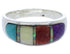 Southwest Sterling Silver Multicolor Inlay Ring Size 8-1/4 EX50587