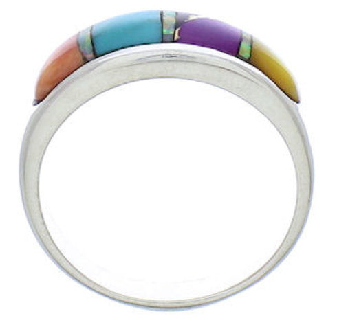 Genuine Sterling Silver And Multicolor Ring Size 6-3/4 EX50593