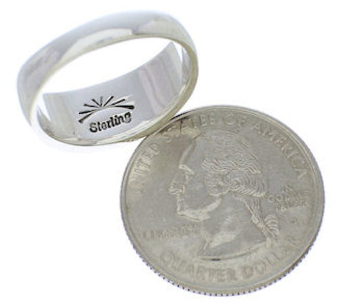 Southwestern Multicolor Inlay Silver Ring Size 7-1/2 EX50595