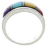 Multicolor Inlay Genuine Sterling Silver Ring Size 6-3/4 EX50596