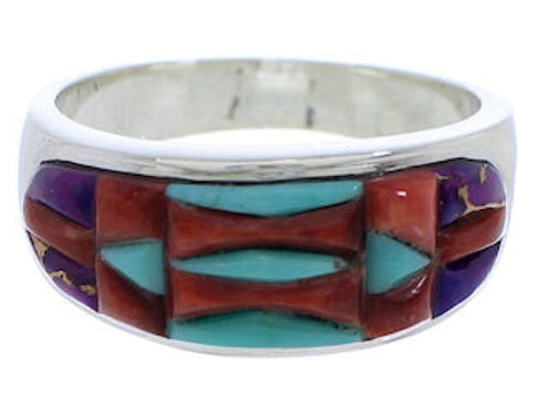 Southwest Multicolor Sterling Silver Ring Size 5-3/4 EX50603