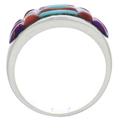 Multicolor Inlay And Sterling Silver Ring Size 6-1/2 EX50604