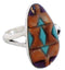 Multicolor Inlay Sterling Silver Southwestern Ring Size 7-3/4 WX41828