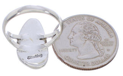 Multicolor Inlay Sterling Silver Southwestern Ring Size 7-3/4 WX41828