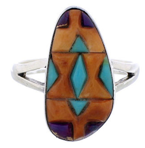 Authentic Sterling Silver Multicolor Ring Size 8-3/4 WX41850
