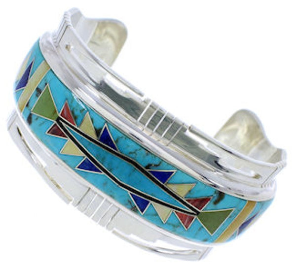 Southwest Jewelry Sterling Silver Multicolor Cuff Bracelet NX27293