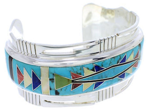 Southwest Jewelry Sterling Silver Multicolor Cuff Bracelet NX27293