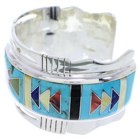 Southwest Jewelry Sterling Silver Multicolor Cuff Bracelet NX27293