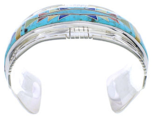 Southwest Jewelry Sterling Silver Multicolor Cuff Bracelet NX27293