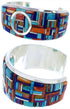 Multicolor Reversible Silver Southwestern Cuff Bracelet EX28439