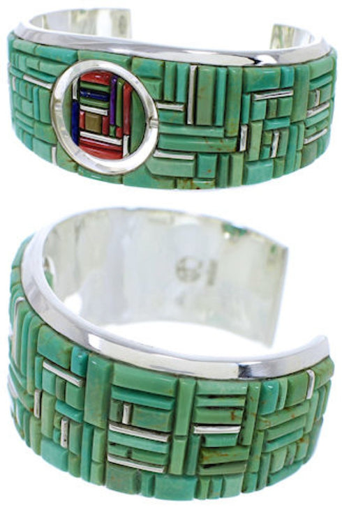 Southwest Jewelry Multicolor Reversible Silver Cuff Bracelet EX28441