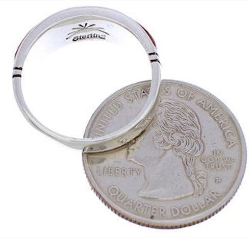 Silver Southwest Opal Red Oyster Shell Ring Size 6-3/4 ZX35547