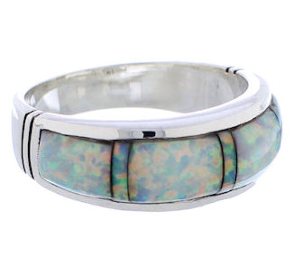 Opal Inlay And Genuine Sterling Silver Ring Size 7-3/4 ZX35582