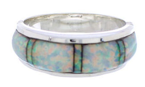 Opal Inlay And Genuine Sterling Silver Ring Size 6-3/4 ZX35577