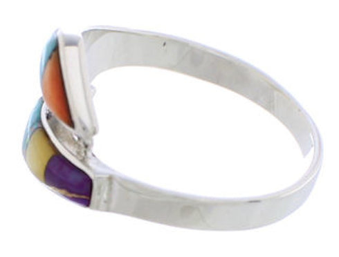Multicolor Inlay Sterling Silver Jewelry Ring Size 7-3/4 ZX35735