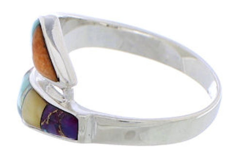 Authentic Sterling Silver Multicolor Southwest Ring Size 7-3/4 ZX35743