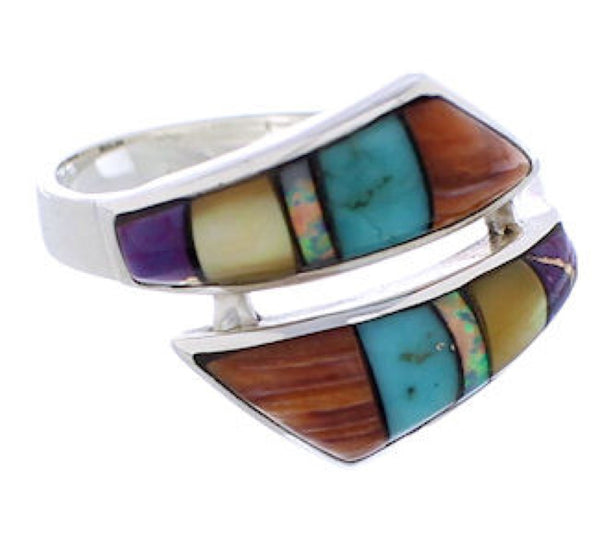 Multicolor Southwest Genuine Sterling Silver Ring Size 7-3/4 ZX35760