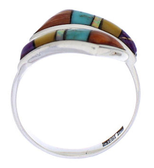 Multicolor Southwest Genuine Sterling Silver Ring Size 7-3/4 ZX35760